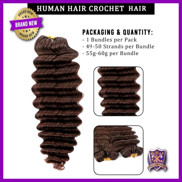 Human Hair Crochet Extensions 14 Inch Knotless Pre-Separated Deep Wave